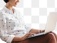 PNG woman using laptop, transparent background