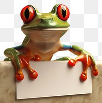 PNG Colorful frog holding blank sign