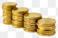 PNG Stacked golden coins on white