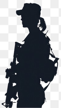 PNG Silhouette armed soldier female profile