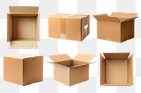 PNG cardboard parcel box set, transparent background