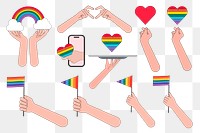 Pride month elements png element set, transparent background