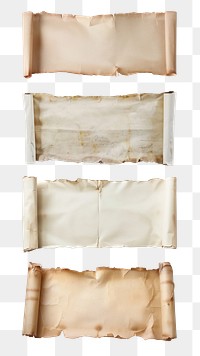 PNG vintage scroll paper banner set, transparent background