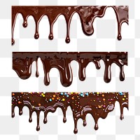 PNG melting chocolate border set, transparent background