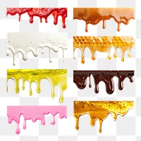 PNG melting food border set, transparent background