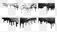 PNG melting oil & silver border set, transparent background