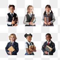 PNG diverse student set, transparent background