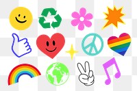 PNG cool sticker element set, transparent background