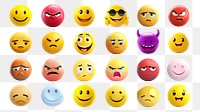 Funny emoticon graphics png cut out set