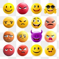 Funny emoticon graphics png cut out set