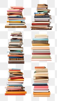 Book row png element set, transparent background