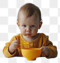 PNG Baby eating with yellow bowl