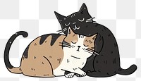 PNG Adorable cuddling cats illustration