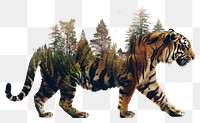 PNG Tiger forest double exposure art