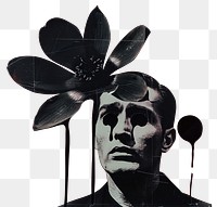 PNG Surreal portrait with black flower