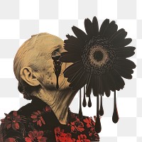 PNG Surreal elderly woman flower artwork