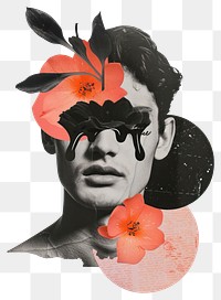 PNG Surreal floral portrait art