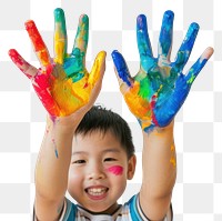 PNG Child with colorful painted hands