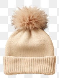 PNG Stylish beige pom-pom beanie