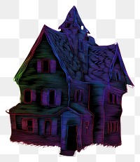 Colorful haunted house illustration