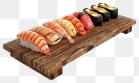 PNG Assorted sushi on wooden platter