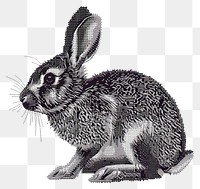 PNG Detailed black and white rabbit