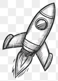 PNG  Hand-drawn rocket ship illustration