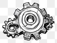 PNG  Hand-drawn mechanical gears illustration