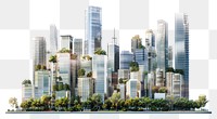 PNG Modern urban skyline with greenery