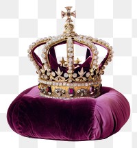 Royal crown on velvet cushion