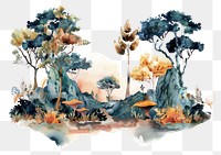 PNG Whimsical forest watercolor illustration