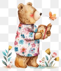 PNG Bear reading book illustration