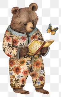 PNG Bear reading book illustration