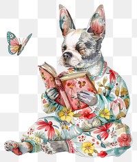 PNG Dog reading book illustration