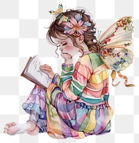 PNG Whimsical fairy reading book