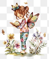 PNG Whimsical fairy reading book