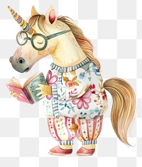 PNG Whimsical unicorn reading book