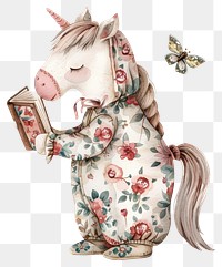 PNG Whimsical unicorn reading book