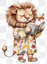 PNG Lion reading book illustration