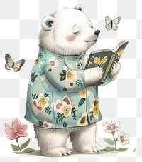 PNG Bear reading book illustration