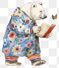 PNG Bear reading book illustration