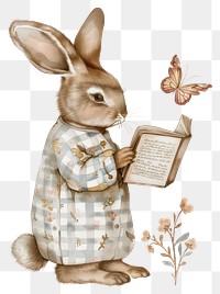 PNG Charming rabbit reading book