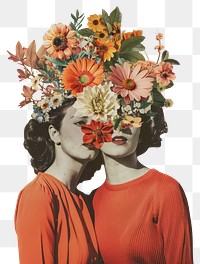 PNG Surreal floral portrait art