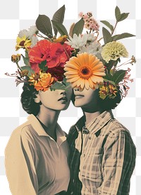 PNG Surreal floral portrait art