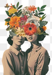 PNG Surreal floral head collage