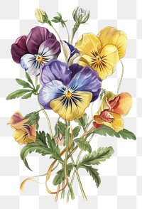 PNG Vibrant pansies floral illustration bouquet
