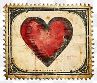 PNG Vintage heart postage stamp illustration