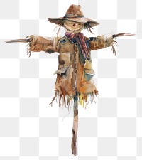 PNG Watercolor scarecrow rustic autumn decoration