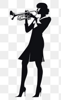 PNG Silhouette woman playing trumpet