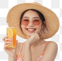 PNG Smiling woman with orange juice